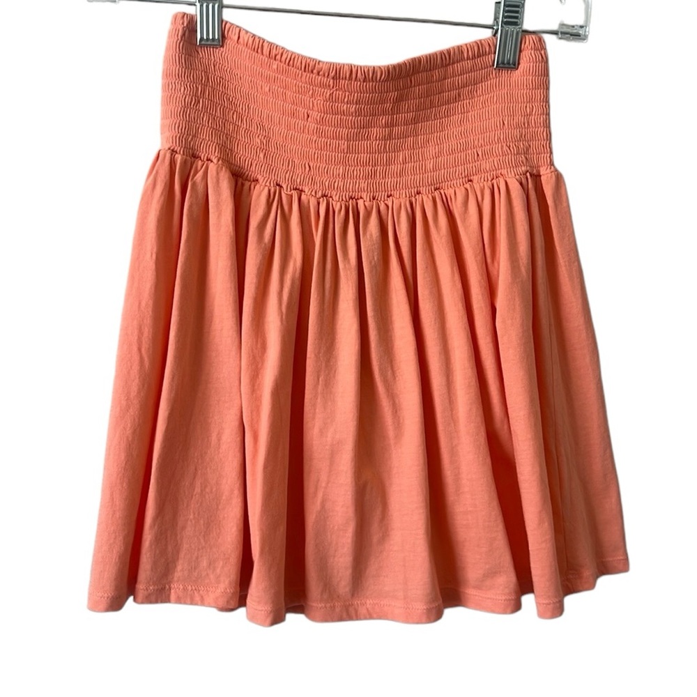 SOLD Bobi Guava Orange Smocked Waist Mini Skirt Cotton Summer Medium NWT